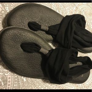 Black Sanuk Yoga Sling Sandals